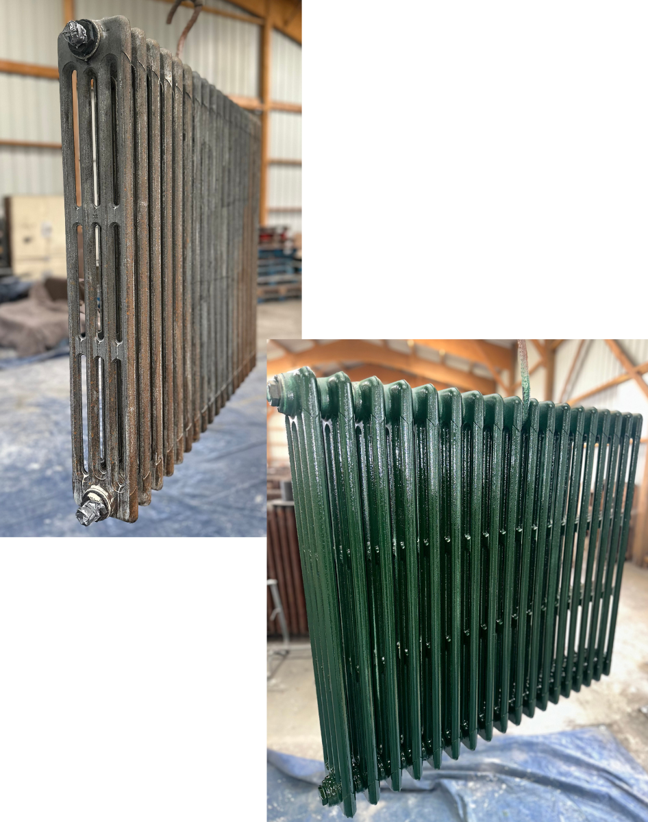 décapage - avant / après radiateur en fonte